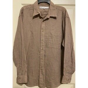 VTG JJ Farmer 100% Cotton Mens L Plaid Flannel Button Up Shirt Neutral Casual